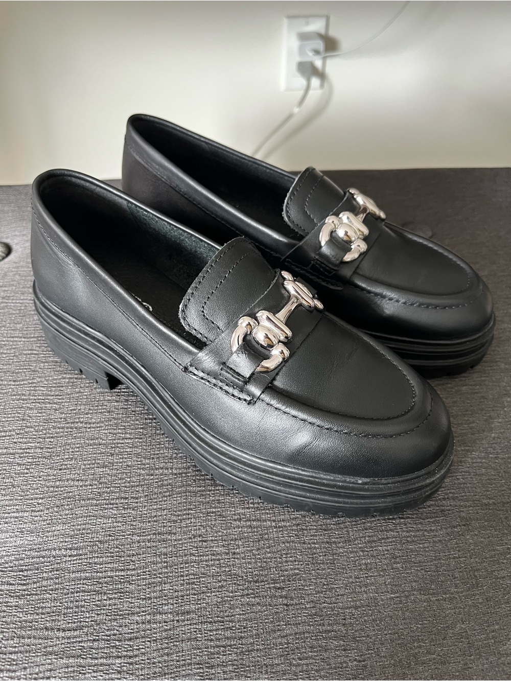 Bottero Chunky Loafers with Silver Chain Accent *real leather*